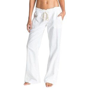 Roxy Womens White Oceanside Linen Pant Size XL